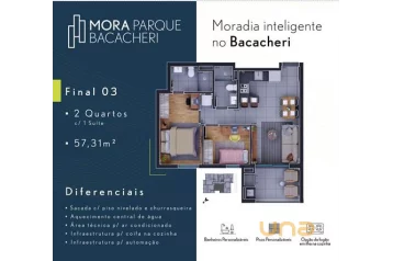 APARTAMENTO COM 2 QUARTOS - ÁREA TOTAL DE 97,14m² - BACACHERI 